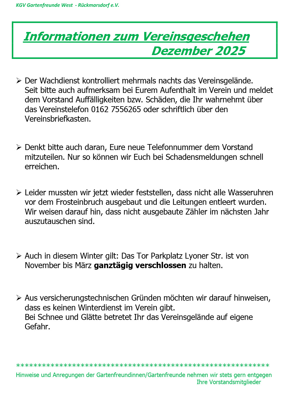 Infoblatt Dezember 2025
